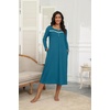 Ekouaer Long Sleeve Nightgowns for Women Henley Sleepshirts with Pockets(Blue Green)