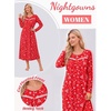 Ekouaer Long Sleeve Nightgowns for Women Henley Sleepshirts with Pockets(Christmas Red)