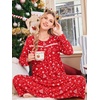 Ekouaer Long Sleeve Nightgowns for Women Henley Sleepshirts with Pockets(Christmas Red)