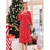 Ekouaer Long Sleeve Nightgowns for Women Henley Sleepshirts with Pockets(Christmas Red)