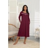 Ekouaer Long Sleeve Nightgowns for Women Henley Sleepshirts with Pockets(Dark Red)