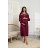 Ekouaer Long Sleeve Nightgowns for Women Henley Sleepshirts with Pockets(Dark Red)