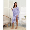 Ekouaer Long Sleeve Nightgowns for Women Henley Sleepshirts with Pockets(Floral Purple)