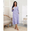 Ekouaer Long Sleeve Nightgowns for Women Henley Sleepshirts with Pockets(Floral Purple)