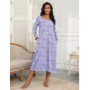 Ekouaer Long Sleeve Nightgowns for Women Henley Sleepshirts with Pockets(Floral Purple)