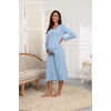 Ekouaer Long Sleeve Nightgowns for Women Henley Sleepshirts with Pockets(Light Blue)