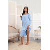 Ekouaer Long Sleeve Nightgowns for Women Henley Sleepshirts with Pockets(Light Blue)