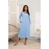 Ekouaer Long Sleeve Nightgowns for Women Henley Sleepshirts with Pockets(Light Blue)