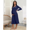 Ekouaer Long Sleeve Nightgowns for Women Henley Sleepshirts with Pockets(Navy Blue)