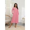 Ekouaer Long Sleeve Nightgowns for Women Henley Sleepshirts with Pockets(Pink)