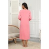 Ekouaer Long Sleeve Nightgowns for Women Henley Sleepshirts with Pockets(Pink)