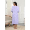 Ekouaer Long Sleeve Nightgowns for Women Henley Sleepshirts with Pockets(Purple Floral)