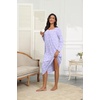 Ekouaer Long Sleeve Nightgowns for Women Henley Sleepshirts with Pockets(Purple Floral)