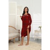 Ekouaer Long Sleeve Nightgowns for Women Henley Sleepshirts with Pockets(Red Plaid)