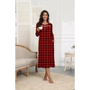 Ekouaer Long Sleeve Nightgowns for Women Henley Sleepshirts with Pockets(Red Plaid)