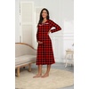 Ekouaer Long Sleeve Nightgowns for Women Henley Sleepshirts with Pockets(Red Plaid)
