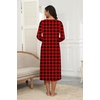 Ekouaer Long Sleeve Nightgowns for Women Henley Sleepshirts with Pockets(Red Plaid)