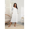 Ekouaer Long Sleeve Nightgowns for Women Henley Sleepshirts with Pockets(White Floral)