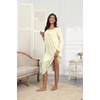Ekouaer Long Sleeve Nightgowns for Women Henley Sleepshirts with Pockets(Yellow Floral)