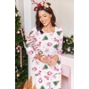 Ekouaer Pajama Set Womens Soft Pjs 2 Piece Long Sleeve Lounge Sets(White Xmas)