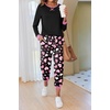 Ekouaer Pajamas for Women Comfy Long Sleeve Jogger Set Lounge Pjs Set(Black Pink Hearts)