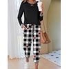 Ekouaer Pajamas for Women Comfy Long Sleeve Jogger Set Lounge Pjs Set(Black White Plaid Red Hearts)