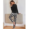 Ekouaer Pajamas for Women Comfy Long Sleeve Jogger Set Lounge Pjs Set(Black White Plaid Red Hearts)