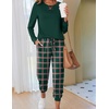 Ekouaer Pajamas for Women Comfy Long Sleeve Jogger Set Lounge Pjs Set(Green Red Plaid)