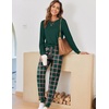 Ekouaer Pajamas for Women Comfy Long Sleeve Jogger Set Lounge Pjs Set(Green Red Plaid)