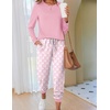 Ekouaer Pajamas for Women Comfy Long Sleeve Jogger Set Lounge Pjs Set(Pink Plaid Hearts)