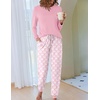 Ekouaer Pajamas for Women Comfy Long Sleeve Jogger Set Lounge Pjs Set(Pink Plaid Hearts)