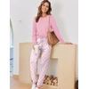 Ekouaer Pajamas for Women Comfy Long Sleeve Jogger Set Lounge Pjs Set(Pink Plaid Hearts)