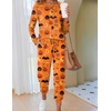 Ekouaer Pajamas for Women Comfy Long Sleeve Jogger Set Lounge Pjs Set(Pumpkin Halloween)