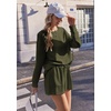 Ekouaer Women’s Lounge Sets Pajamas 2026 Fall Long Sleeve Top&Shorts XS-XXL(Army Green)