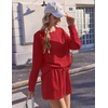 Ekouaer Women’s Lounge Sets Pajamas 2026 Fall Long Sleeve Top&Shorts XS-XXL(Christmas Red)