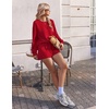 Ekouaer Women’s Lounge Sets Pajamas 2026 Fall Long Sleeve Top&Shorts XS-XXL(Christmas Red)