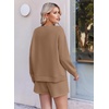 Ekouaer Women’s Lounge Sets Pajamas 2026 Fall Long Sleeve Top&Shorts XS-XXL(Dark Khaki)