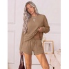 Ekouaer Women’s Lounge Sets Pajamas 2026 Fall Long Sleeve Top&Shorts XS-XXL(Dark Khaki)