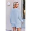 Ekouaer Women’s Lounge Sets Pajamas 2026 Fall Long Sleeve Top&Shorts XS-XXL(Light Blue)