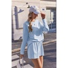Ekouaer Women’s Lounge Sets Pajamas 2026 Fall Long Sleeve Top&Shorts XS-XXL(Light Blue)