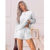 Ekouaer Women’s Lounge Sets Pajamas 2026 Fall Long Sleeve Top&Shorts XS-XXL(Light Grey)