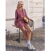 Ekouaer Women’s Lounge Sets Pajamas 2026 Fall Long Sleeve Top&Shorts XS-XXL(Old Rose)