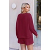 Ekouaer Women’s Lounge Sets Pajamas 2026 Fall Long Sleeve Top&Shorts XS-XXL(Wine Red)