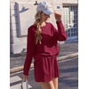 Ekouaer Women’s Lounge Sets Pajamas 2026 Fall Long Sleeve Top&Shorts XS-XXL(Wine Red)