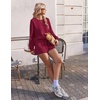 Ekouaer Women’s Lounge Sets Pajamas 2026 Fall Long Sleeve Top&Shorts XS-XXL(Wine Red)
