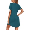 Ekouaer Womens Nightgown Button Down Sleep Shirts Short Sleeve Nightshirt V-Neck Sleepdress Soft Sleepwer(Peacock Blue)