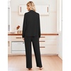 Ekouaer Womens Pajama Sets Long Sleeve Button Down Soft Lounge Sets Ribbed(Black)