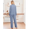 Ekouaer Womens Pajama Sets Long Sleeve Button Down Soft Lounge Sets Ribbed(Dusty Blue)