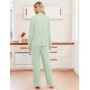 Ekouaer Womens Pajama Sets Long Sleeve Button Down Soft Lounge Sets Ribbed(Light Green)