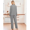 Ekouaer Womens Pajama Sets Long Sleeve Button Down Soft Lounge Sets Ribbed(Light Grey)